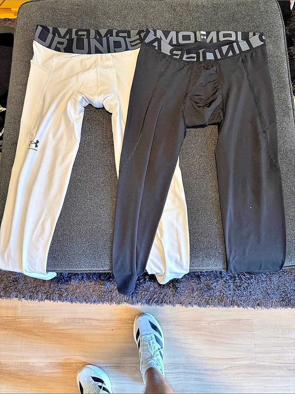 Under Armour HeatGear Armour Compression Leggings Men's XL Black & White Bundle